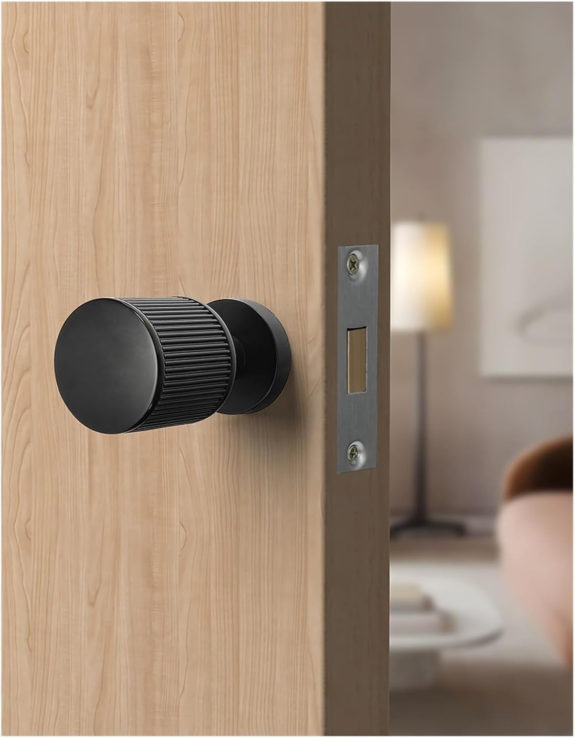 [Special for Invisible Doors] Black Minimalist Invisible Door Lock Hidden Single-Sided Handle Secret Room Secret Door Background Wall Lock(Black)