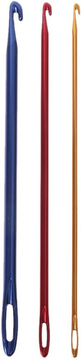 Afghan Aluminium Crochet Hook Knitting Needle Hand Knit Tool with Threading Hole