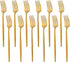 12 PCS Modern Stainless Steel Dinnerware Flatware Set, Reusable Popular Dinner Fork, Widely Use on Home, Restaurant, Party, 8.6 Inch, Gold