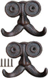 2 Pack Wall Hooks Cast Iron Mustache Hook Vintage Coat Hook Wall Mounted Coat Hooks Country House Double Hook Suitable for Garden Kitchen Utensils(Vintage Black)