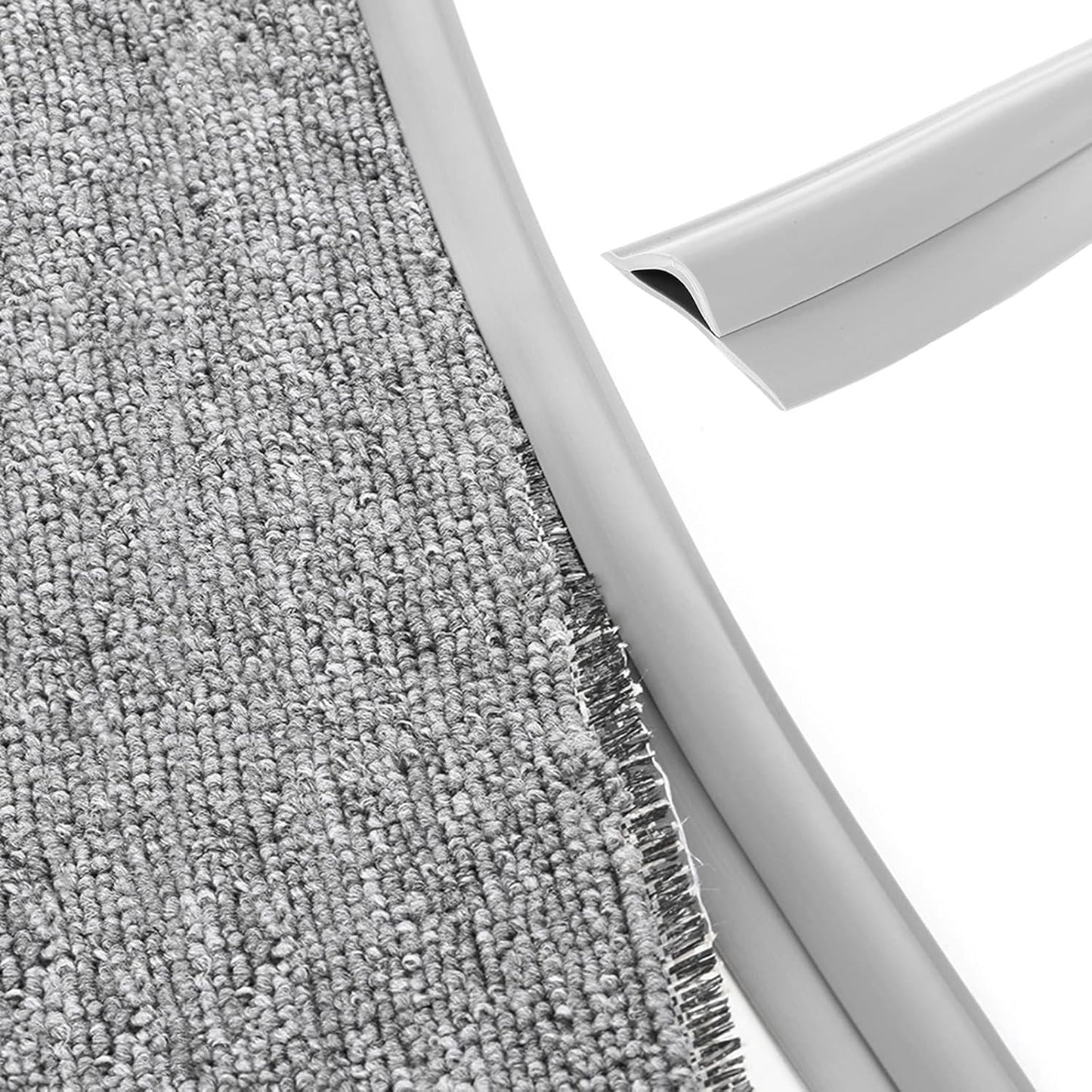 Carpet Edge Binding Trim, Self Adhesive Grey Floor Transition Strip/Rugs Edging Bar for Indoor Doormat Protect, Flexible PVC Seal Molding for Robot Vacuum Cleaner (1050cm (34.4ft))