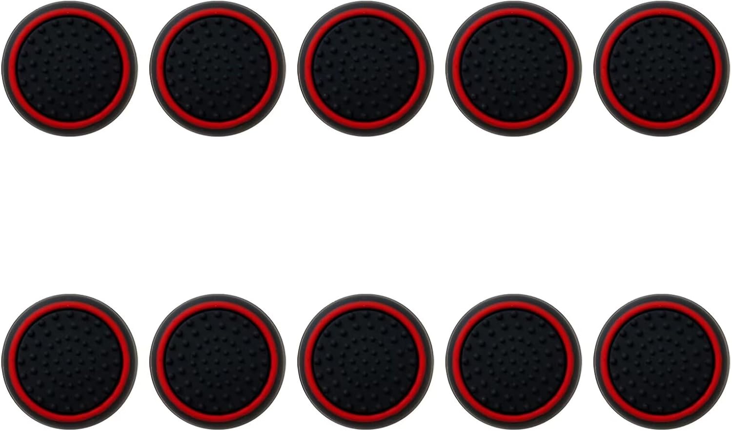 10Pcs Analog Controller Thumb Stick Grip Thumbstick Cap Cover for PS3/PS4/PS5 Controller - Black Background with Red Circle