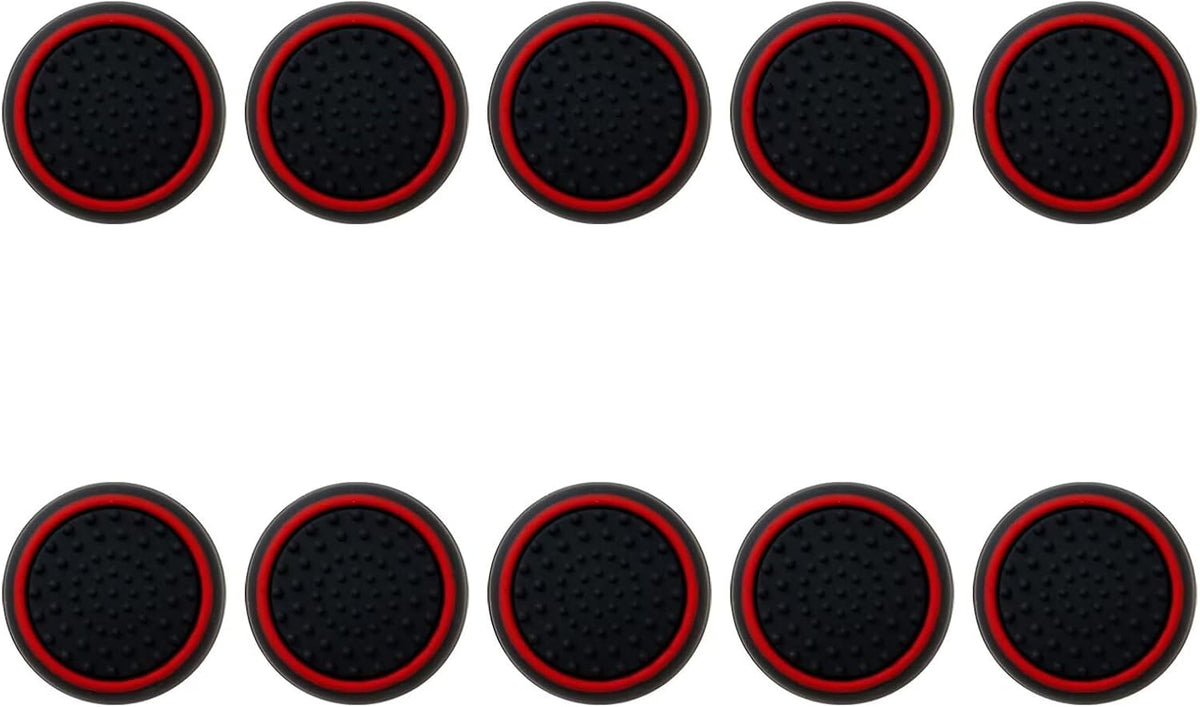 10Pcs Analog Controller Thumb Stick Grip Thumbstick Cap Cover for PS3/PS4/PS5 Controller - Black Background with Red Circle