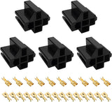 5 PCS Pin Relay Connectors, 12V Socket 30Amp/40Amp Connector with 6.3mm Terminals, Automotive Terminal Relays Case Holder for Cars Trucks SUVs, Car Accessories