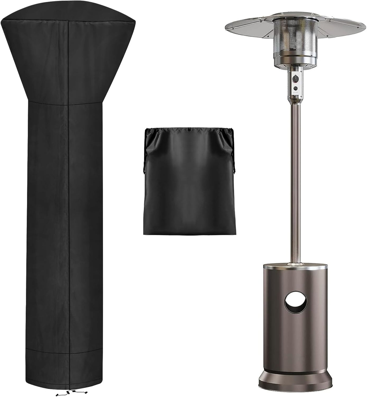 OutdoorLines Waterproof Outdoor Patio Heater Covers with Zipper and Storage Bag, Dust-proof UV-Resistant Windproof Propane Heavy Duty Heater Cover for Standing Heater, 1 Pack-89Hx33Dx19B inch Black