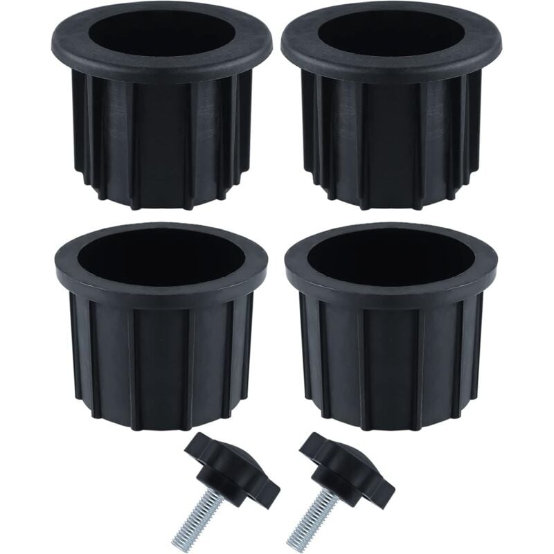 6-Piece Balcony Parasol Accessory Set Black - 4 Umbrella Hole Rings and 2 Hand Screws - Compatible with Outdoor Tables and Terraces
