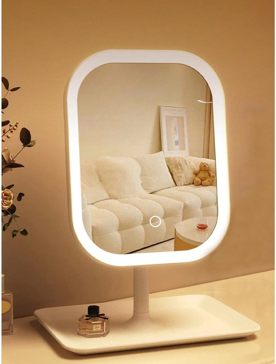 Make-up Mirror with Light - 3 Light Colors - Dimmable - Mirror with Lights - Smart Touch - USB Charging Port