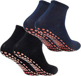 Yoga Socks - 2 Pairs of Non-Slip Socks - Barefoot - Yoga Socks - Non-Slip - Pilates - Home - Socks with Embossed Dots - Black - Navy Blue