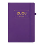 2026 Daily Planner – 2026 Adult Agenda – 1 Day on 1 Page – 365 Day Planner & Notebook – 14.0*20.8cm – Purple