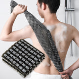 Back Scrubber Set | 2-Piece Exfoliating Shower Towel | Extra Long Exfoliating Washcloth for Men and Women - Scrub Cloth for Body Cleansing and Massage (Black-B)