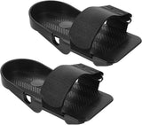 Adjustable flat pedals with non-slip surface for rowing machines.