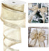 Champagne Christmas Ribbon - 2.5" Champagne Gold Metallic Ribbon with Glitter Stripes - Christmas Tree Ribbon, Garland Supplies - Ornaments - Wreaths - Party Decorations - 10 Yards