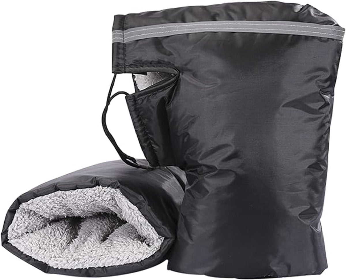 Hand Muffs - Extra Padded Cycling Gloves - Warm Gloves - Cycling Muffs - Scooter Gloves - Hand Warmers - Cycling Accessories - Winter - Windproof - Waterproof - Black