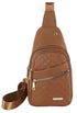 Unisex Shoulder Bag - 5 Storage Pockets & Cable Grommet - Crossbody Bag Women - Crossbody Bag Men - Crossbody Bags - Sling Bag - Adjustable Carrying Style (Cross/Shoulder/Chest) - Brown