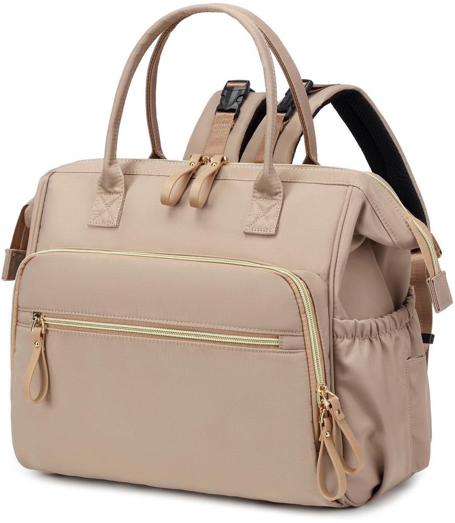 Convertible Diaper Bag - Wide Opening - 14 Pockets - Stylish - Baby Changing Bag - with Stroller Buckle - Diaper Bag - Waterproof (Off-White)