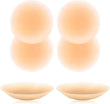 Nipple Covers (Set of 4) - Reusable Nipple Covers - Invisible Silicone Nipple Covers - Nipple Covers - Silicone Nipple Covers - Suitable for backless, low-cut evening dresses, wedding dresses and slip dresses - Beige - Medium