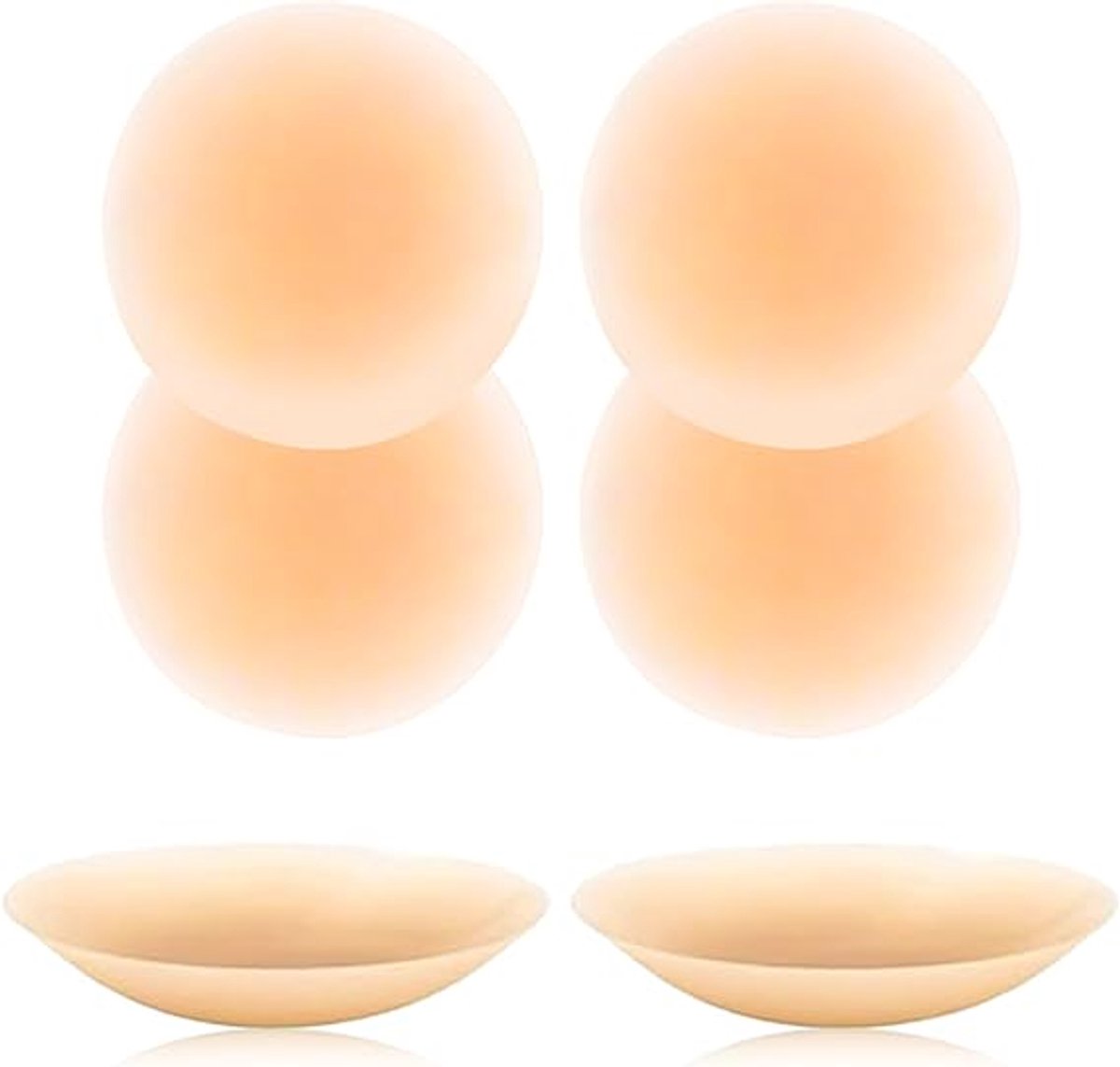 Nipple Covers (Set of 4) - Reusable Nipple Covers - Invisible Silicone Nipple Covers - Nipple Covers - Silicone Nipple Covers - Suitable for backless, low-cut evening dresses, wedding dresses and slip dresses - Beige - Medium
