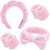 Winter Headband for Women - Set of 4 - Pink Makeup Headband and Wristband Set - Suitable for Facial Cleansing and Skin Care - Christmas Gift - Birthday Gift, Gift for Girls