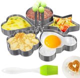 Stainless Steel Egg Baking Mold - 5 Pieces - Egg Baking Mold - Kitchen Utensils - DIY Model Egg Baking Mold - 5 Piece Creative Breakfast Set - Circle, Heart, Flower, Five-Pointed Star and Mickey Mouse Shapes