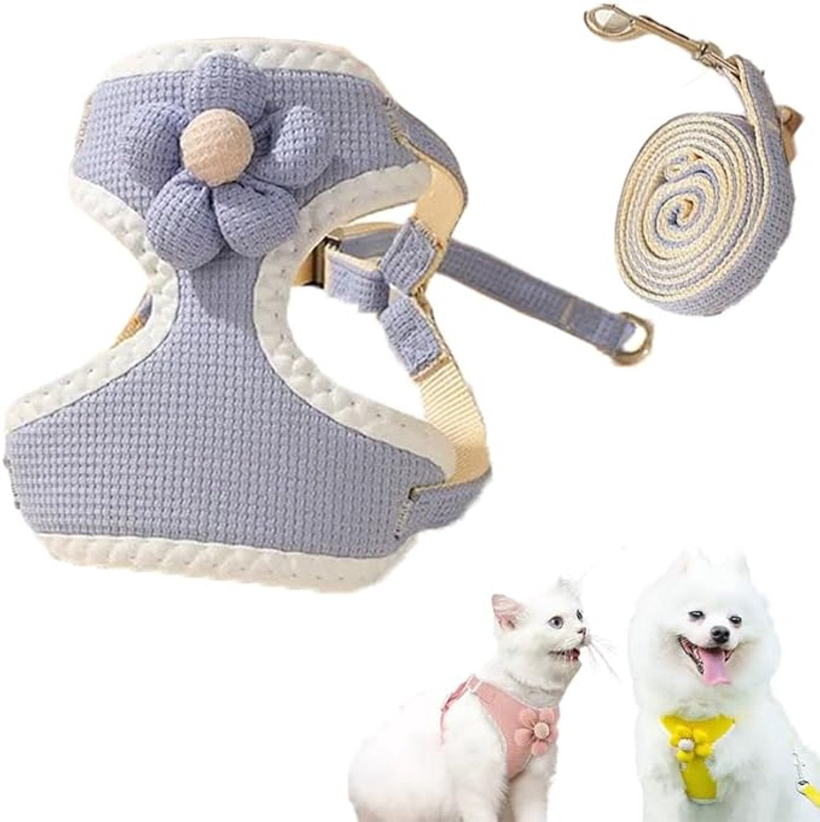 Dog Harness - Dog Harness - Dog Harness for Small Dogs - Anti-Pull Harness - Y-Shaped Harness - Pet Harness - Cat Escape Harness - Adjustable Harness for Small and Medium Dogs (Blue, Size M)