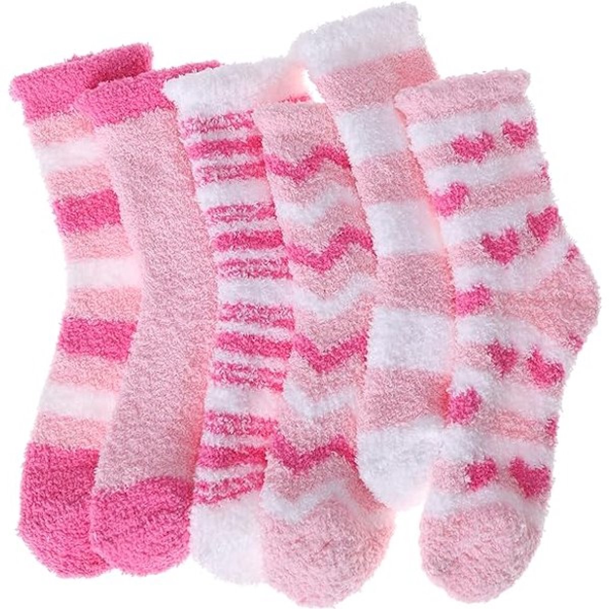 Socks - Women's lounge socks (6 pairs) - Women's fluffy socks - Floor socks - Women's fleece socks - Comfortable winter socks - Thick pink