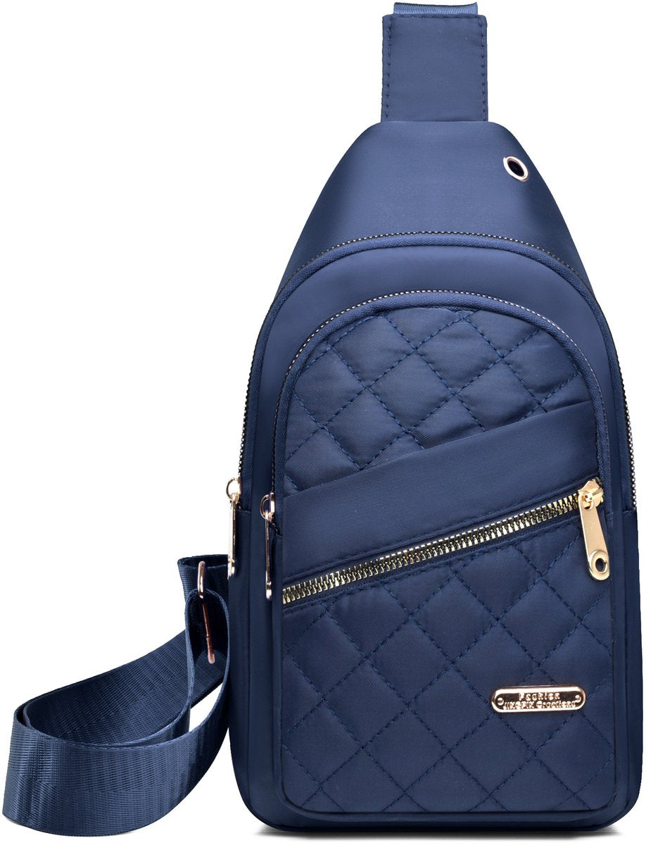 Unisex Shoulder Bag - 5 Storage Pockets & Cable Grommet - Women's Crossbody Bag - Men's Crossbody Bag - Crossbody Bags - Sling Bag - Adjustable Carrying Style (Cross/Shoulder/Chest) - Blue