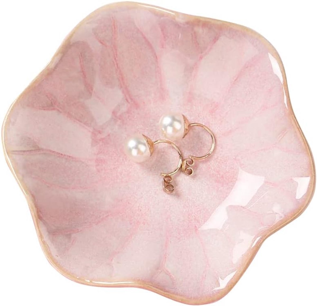Ceramic Jewelry Bowl - Room Decor, Key Holder, Ring Holder, Jewelry Tray, Jewelry Tray, Drip Tray, Bedside Table Decoration (Pink)