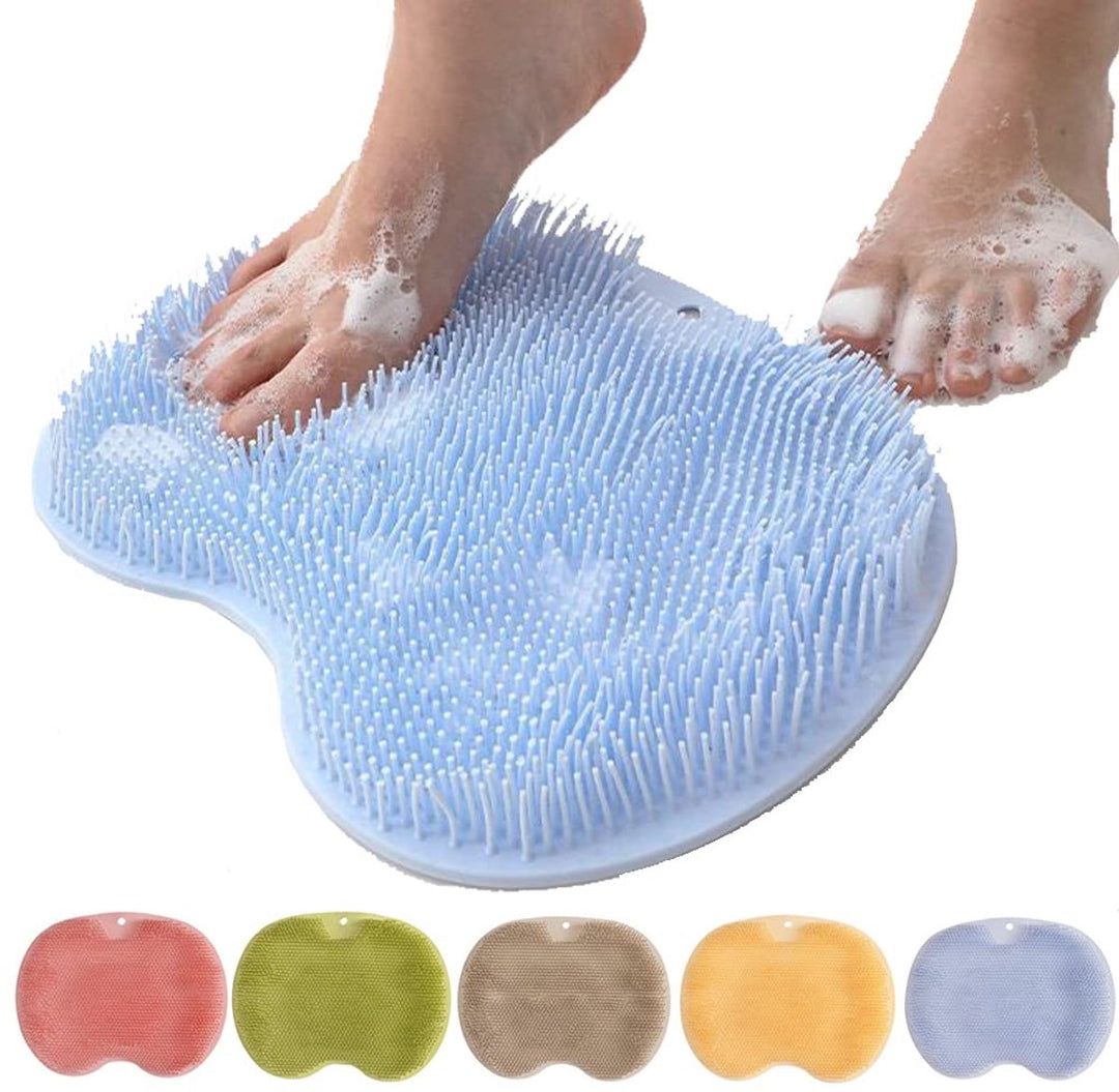 Shower Mat - Non-Slip Bath Mat - Foot Cleansing Pad, Back Scrub Pad, Exfoliating Bath Scrub Pad, Non-Slip Wall Suction Cup - Suitable for Men and Women (Blue)