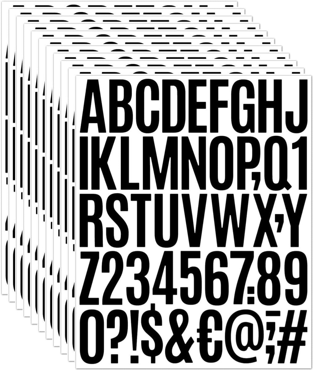 letter stickers - 10-sheet vinyl letter stickers - 2-inch self-adhesive alphabet and number stickers - waterproof - suitable for mailboxes, windows, doors, cars, boats, house numbers (black)