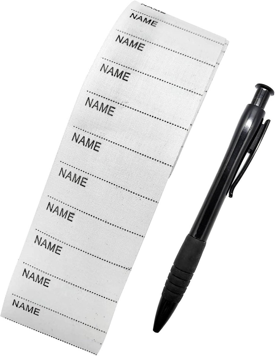 200 pcs iron-on name labels with pen - washable labels - woven labels for clothing, school uniforms, bags, towels, hats, gloves, scarves