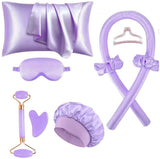 Set of 9 - Heat-Free Curling Iron - Curling Set for Home Use (Purple)