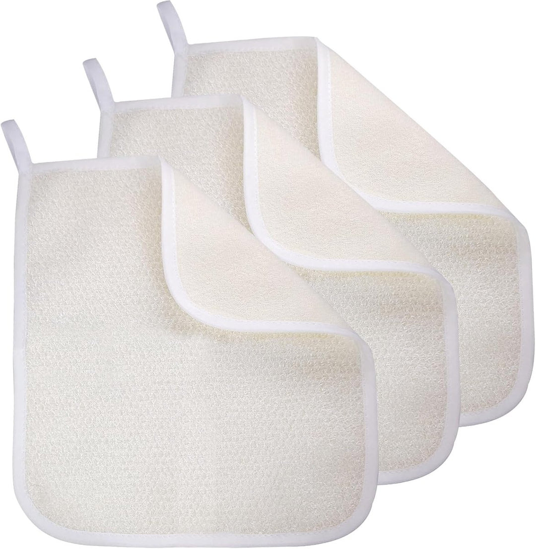3-Piece - Exfoliating Towel - Exfoliating Towel for Body and Face - Bath Towel - Double-Sided Exfoliating Bath Towel - Facial Washcloth - Nylon - Scrub Towel