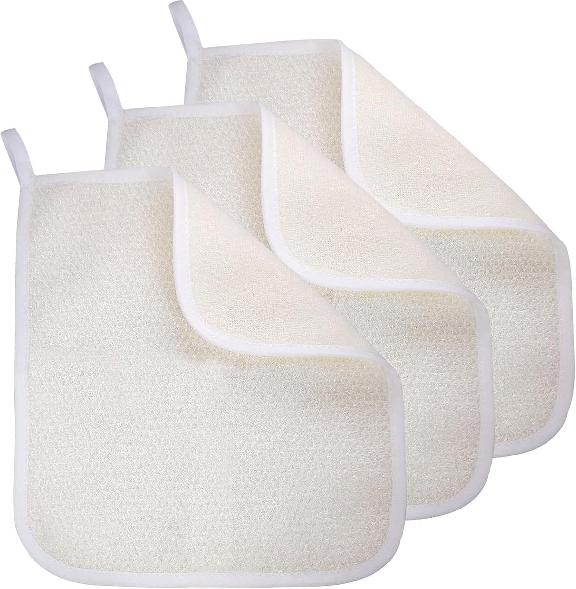 3-Piece - Exfoliating Towel - Exfoliating Towel for Body and Face - Bath Towel - Double-Sided Exfoliating Bath Towel - Facial Washcloth - Nylon - Scrub Towel