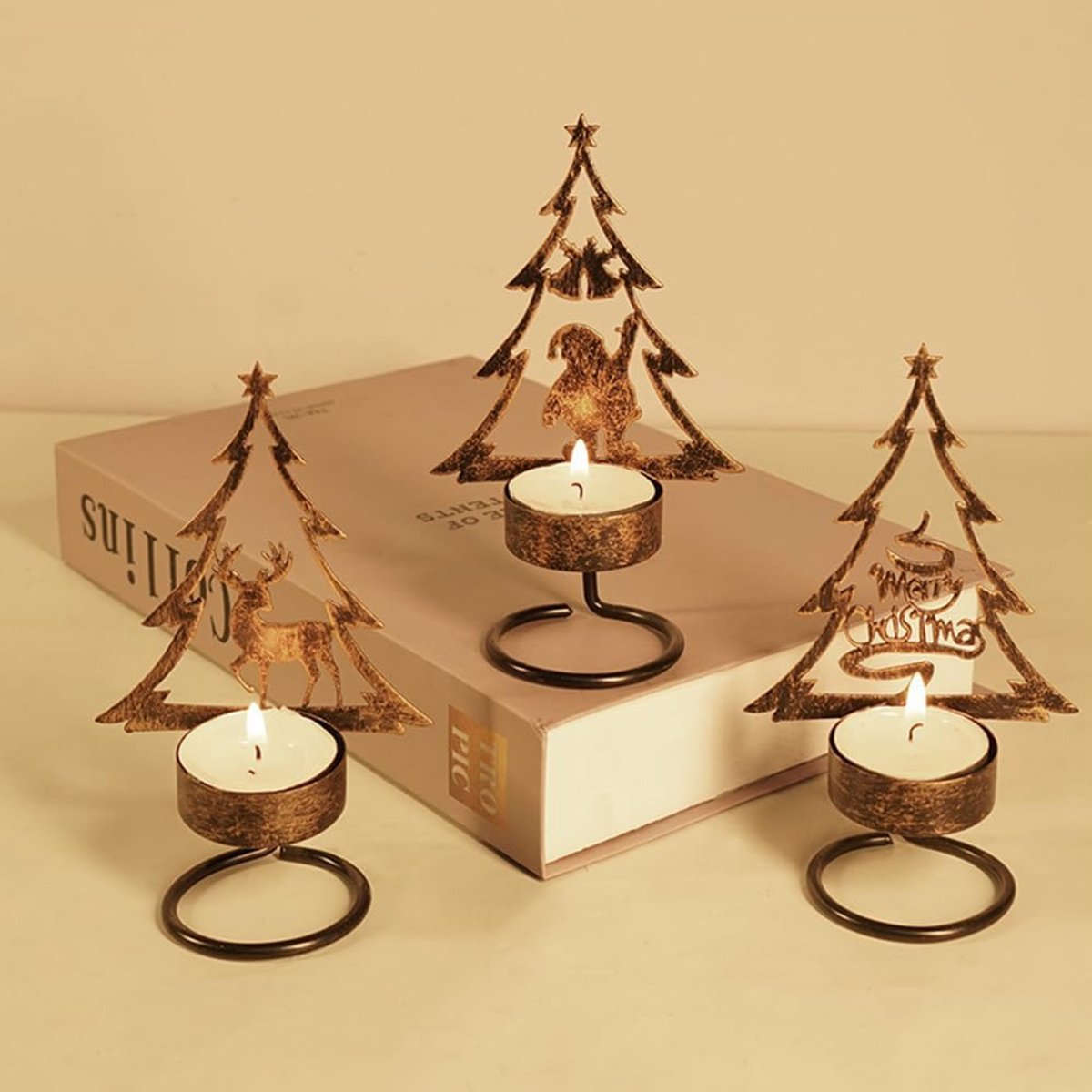 Candle Holder - Metal Candle Holder - Set of 3 - Candle Holder - Suitable for Christmas, Valentine's Day, Mother's Day, Weddings, Holidays and Home Accessories