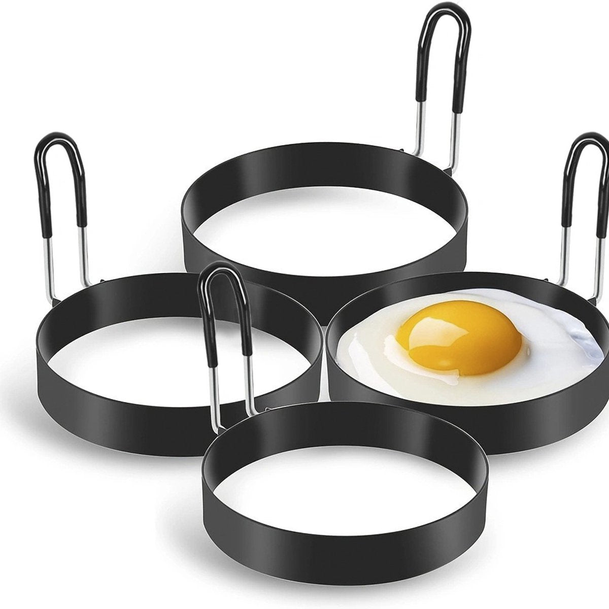 Four-Piece Round Egg Frying Set - Non-Stick Egg Rings - Egg Molds - Spring Roll Molds - Non-Stick Egg Rings - Leak-Proof Egg Molds