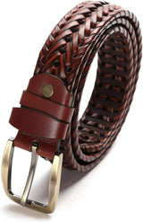 Men's Belts - Women's Belts - Casual Belts Made of Genuine Leather - Durable - Mesh Weave Design - Ideal for Business Wear and Formal Occasions