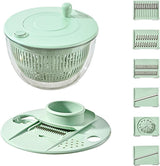 2-in-1 Double Decker Vegetable Dryer - Fruit Salad Drainer - Six Replaceable Blades - Salad Dryer - Double Decker Basket Kitchen Appliance - Double Decker Vegetable and Fruit Washer