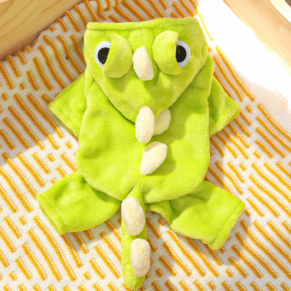Warm Pet Clothing - Cute Dinosaur Dog Suit - Warm Fleece Pet Clothes for Small Dogs - Green (Size M)