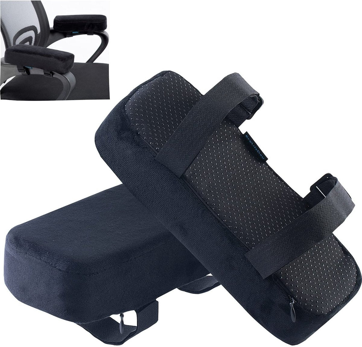 Armrests for chairs - Elbow pads - Armrests for office chairs - Gaming chair - with memory foam armrests - 5 cm thick - Set of 2 (black)