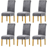 Chair Covers - Set of Velvet Chair Covers - Gray Chair Covers - Stretch Dining Chair Covers - Set of 6