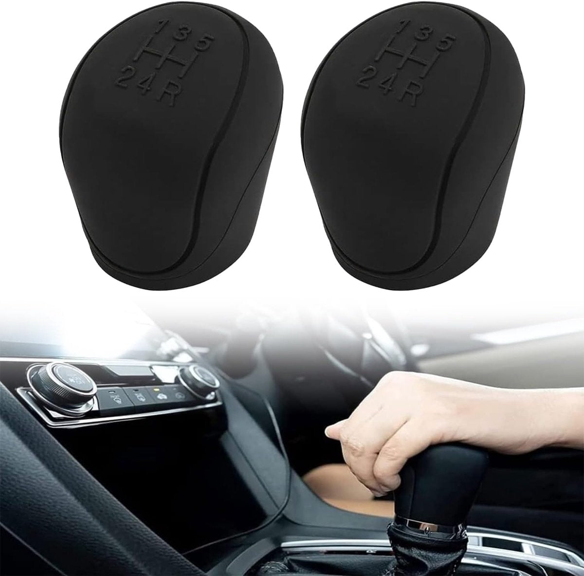 Transmission Lever Cover - Car Gear Shift Knob Cover - Car Gear Shift Knob Protective Cover - Car Round Soft Silicone Anti-slip Gear Shift Knob Cover - Black
