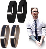 Shirt Bracelet - 2 Pairs of Cuff Rings - Adjustable Cufflinks - Non-slip Cuff Bra - Elastic Cuffs - Cufflinks - Black/Blue - L