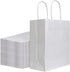 Pack of 20 - Size 21*11*27cm, Medium White Kraft Paper Bags with Handles - Gift Bags, Craft Bags, Shopping Bags, Shopping Bags, Birthday Gift Bags, Wedding Bags, Business Bags