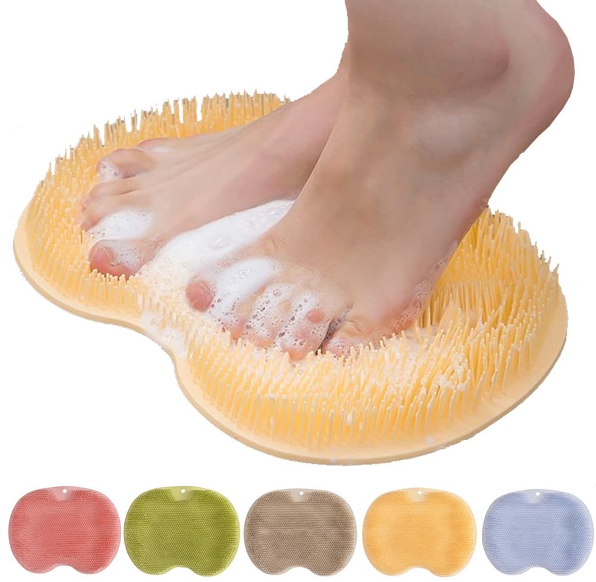 Shower Mat - Non-Slip Bath Mat - Foot Cleansing Pad, Back Scrub Pad, Exfoliating Bath Scrub Pad, Non-Slip Wall Suction Cup - Suitable for Men and Women (Orange)