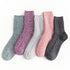5 Pairs of Socks - Autumn/Winter - Extra Long and Plus Size Double Needle Stitch - Cable Knit - Thick - Warm - Women&