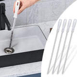4-piece sink cleaning brush set - Drain brush - 45 cm - Flexible sink cleaning brush - Drain tool - Drain spring - Suitable for kitchen and bathroom drains and overflow pipes