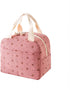 Lunch Bag - Corduroy - Lunch Box for Students/Work - Insulated Bag - Waterproof - Portable Handle - Cute Lunch Bag - Pink