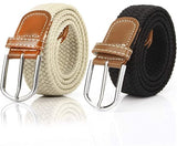 Women's Braided Belt - Stretch Canvas - Elastic Waistband - 2-Pack - No Holes