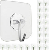 Self-adhesive hooks - transparent - waterproof - self-adhesive wall hooks - suitable for keys - bathroom, shower, outdoor, kitchen, door - practical pack of 24