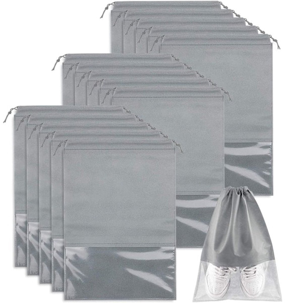 Shoe Travel Bags - Non-Woven Dust Bags - Medium to Large - Portable Drawstring - Space-Saving Shoe Storage Bags Organizer - Pack of 15